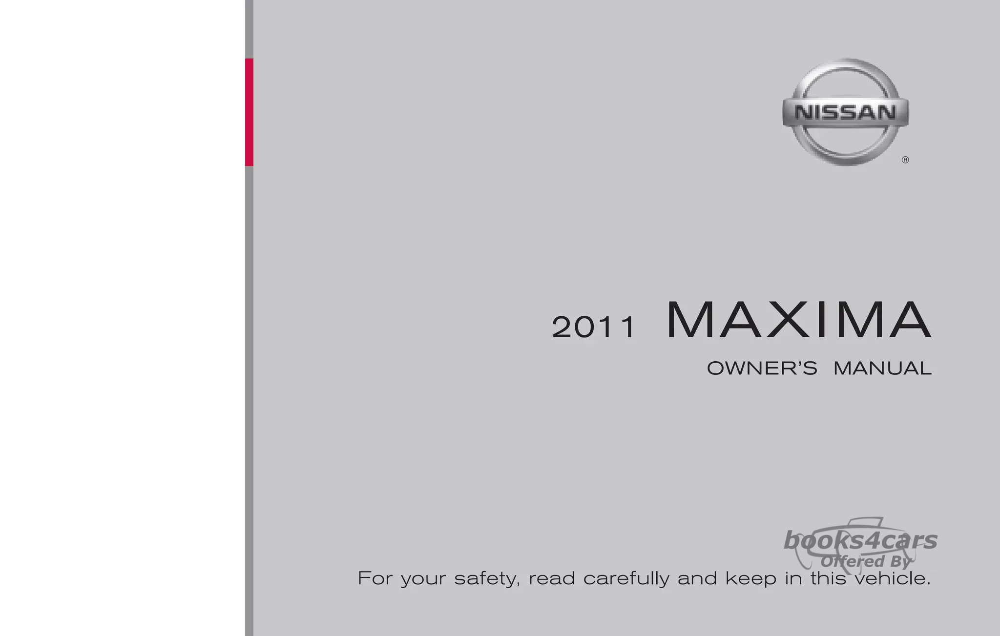 view cover of 2011 Maxima owners manual by Nissan