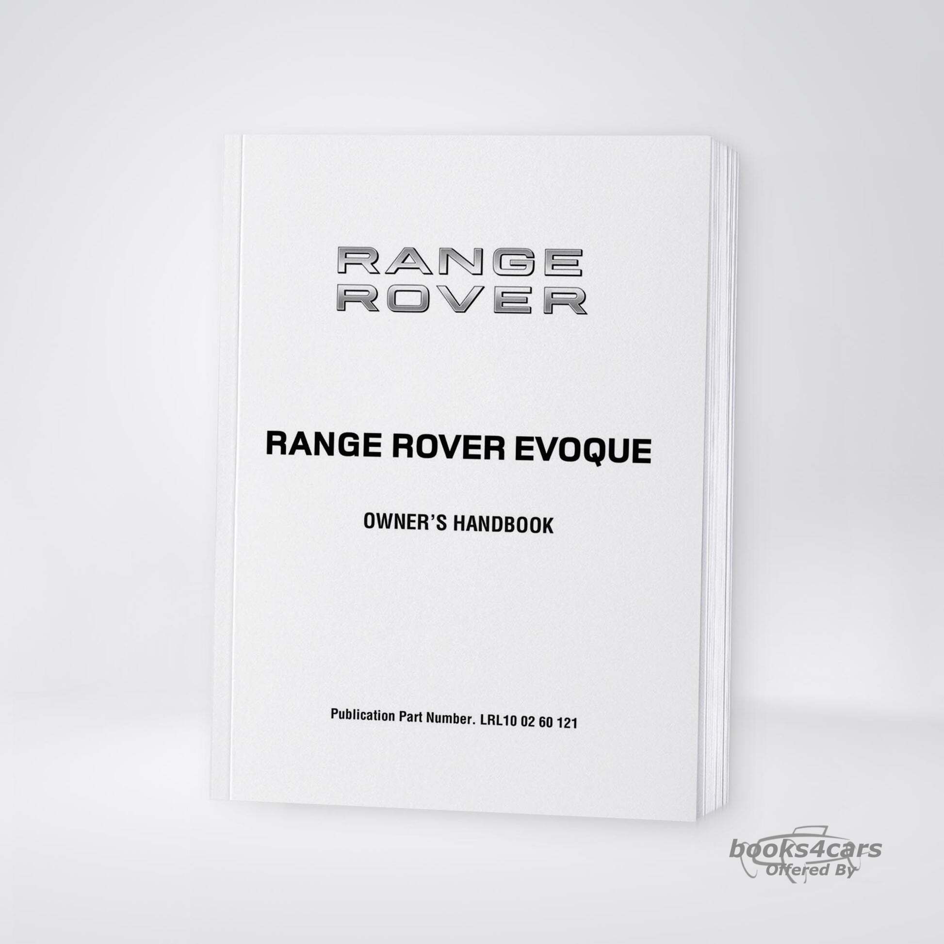 view cover of 2012 Range Rover Evoque Owners manual by Land Rover