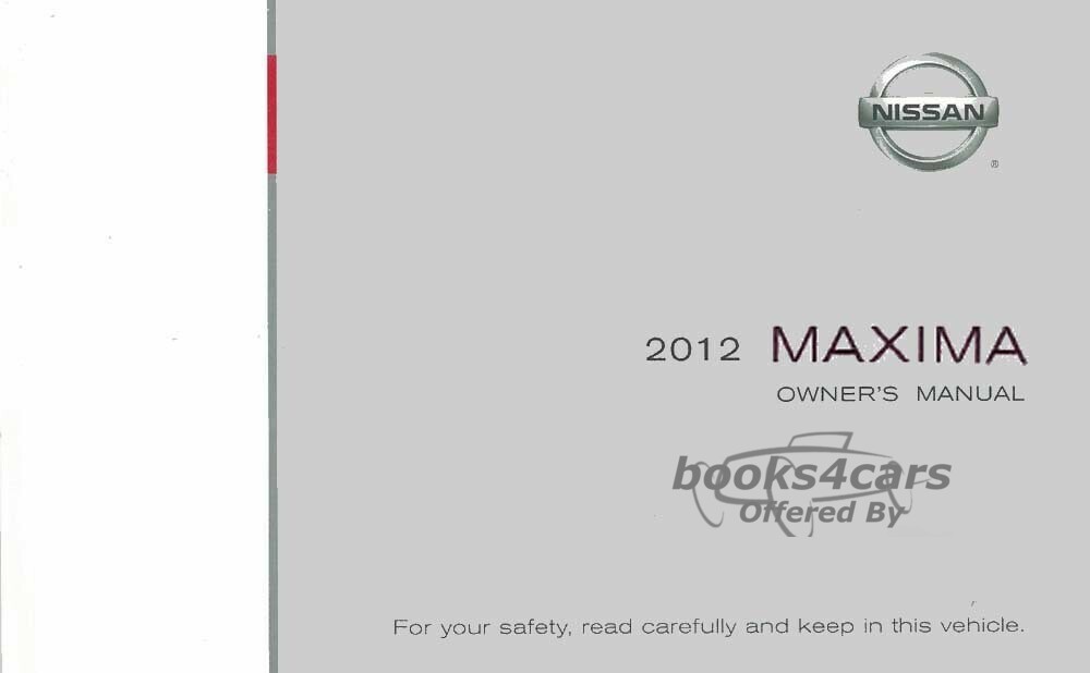 view cover of 2012 Maxima owners manual by Nissan