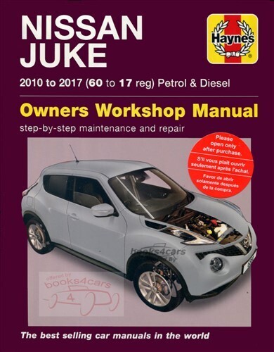 view cover of 2010-2017 Nissan Juke Shop Service Repair manual by Haynes 320 pgs does not cover parts unique to turbo xtronic cvt or 4wd