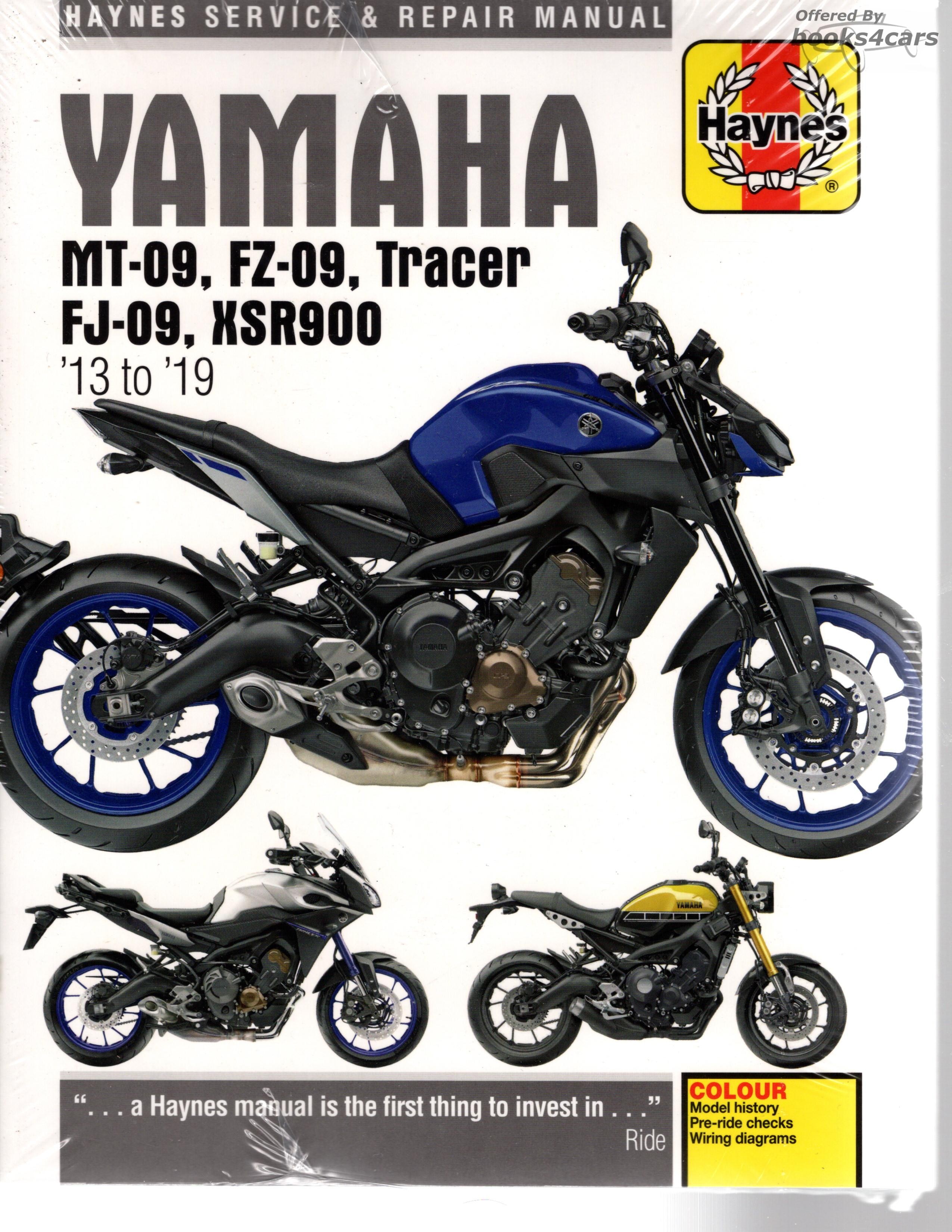 view cover of 2013-2019 Yamaha Shop Service Repair Manual 288 pgs by Haynes for MT-09 FZ-09 MT-09TR FJ-09 Tracer MT09 & XSR900 with Service & Repair Procedures for Engine Transmission Brakes Suspension Body Electrical & more