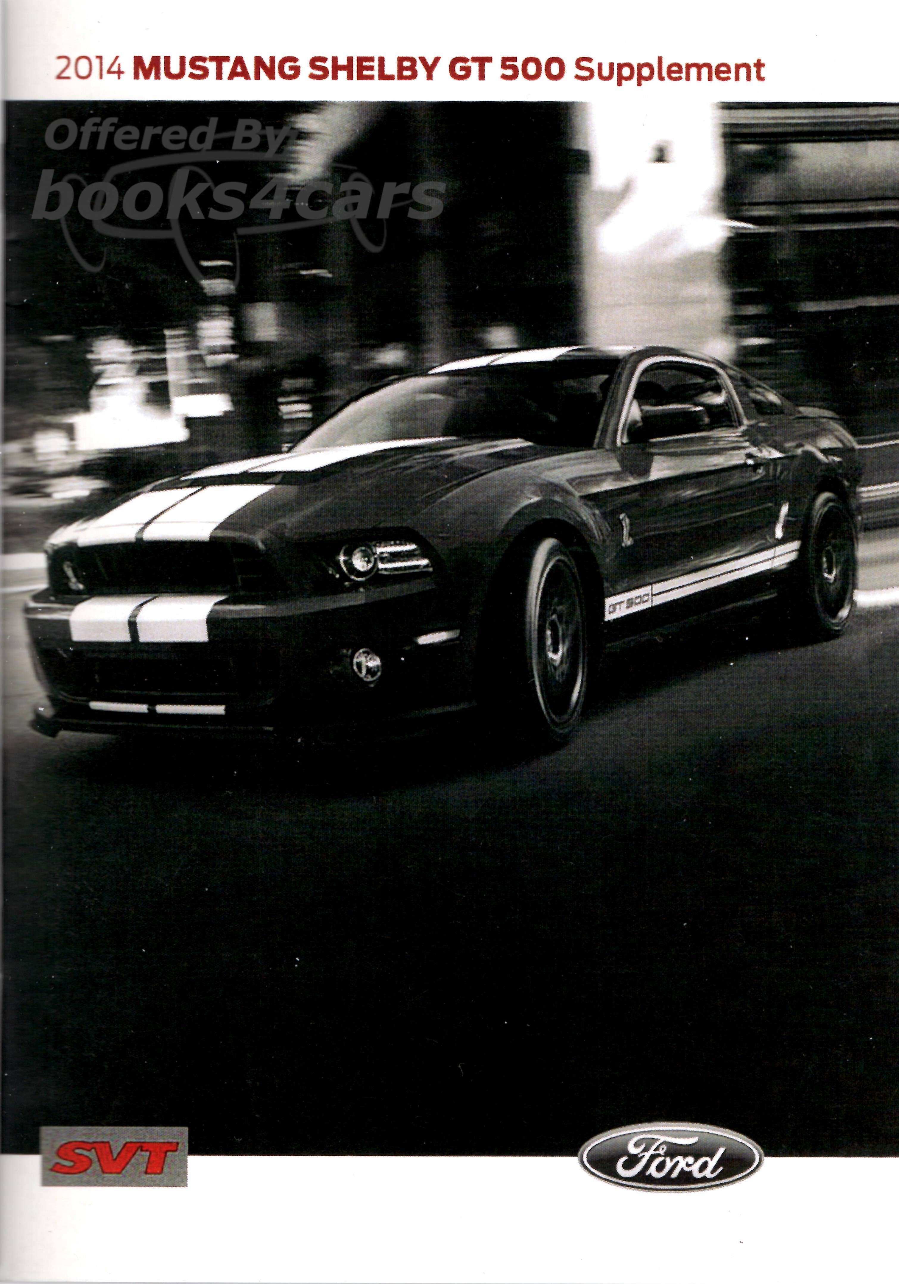 view cover of 2014 Shelby Mustang GT 500 owners manual Supplement by Ford