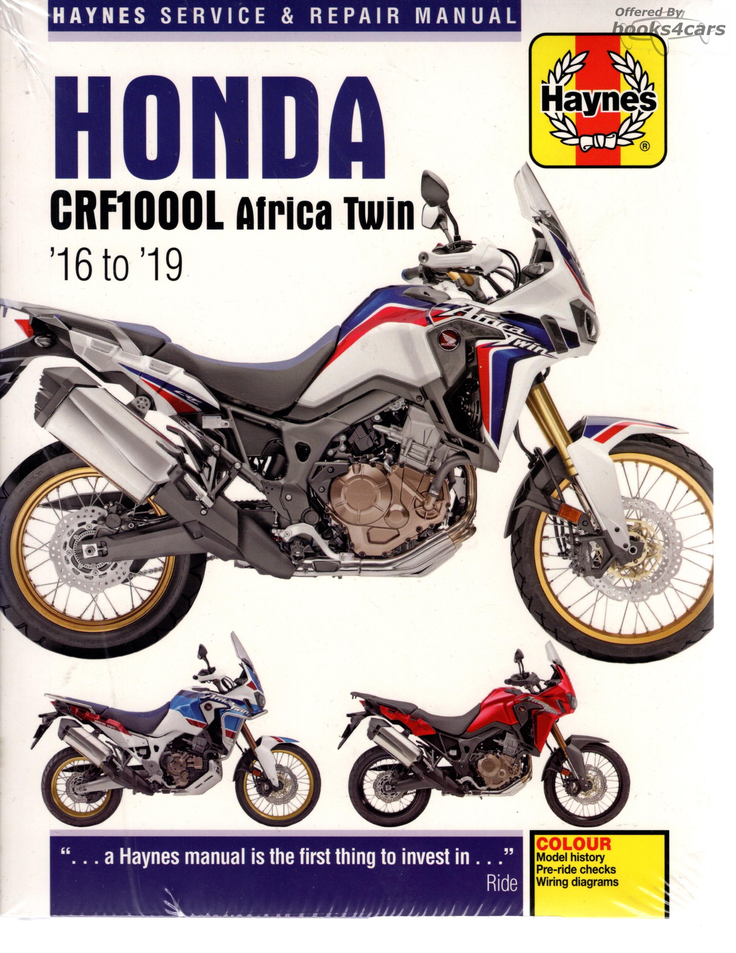view cover of 2016-2019 Honda CRF1000 Shop Service Repair Manual 320 pages by Haynes covering CRF1000L CRF1000A A2 CRF1000D D2 Africa Twin Adventure Sport
