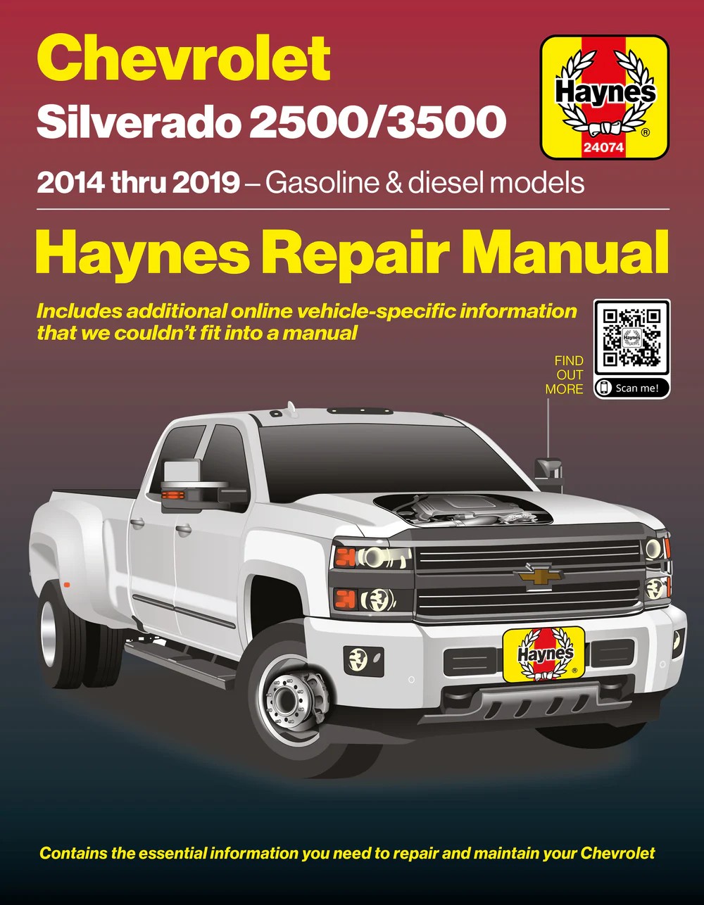 view cover of 2014-2019 Chevrolet HD 2500 3500 Silverado Shop service repair manual by Haynes for Gas & Diesel. This truck shares a platform with GMC Sierra Denali 2500 3500