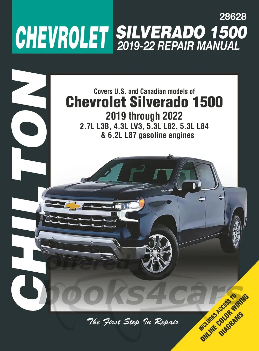 view cover of 2019-2022 Chevrolet GMC Silverado 1500 Sierra Denali 1500 & Suburban Tahoe Yukon XL Avalanche shop service repair manual incl all gasoline engines including 2.7L L3B, 4.3L LV3, 5.3L L82, 5.3L L84, and 6.2L L87. by Chilton