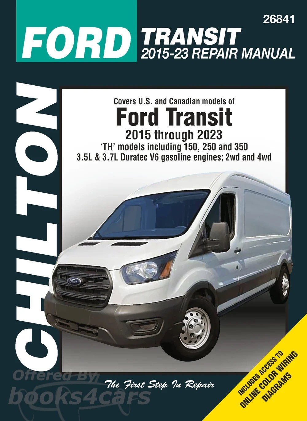 view cover of 2015-2023 Ford Transit Van TH 150 250 350 Shop Service Repair Manual by Chilton incl 3.5L & 3.7L Duratec V6 & 4x4 & 2wd Gasoline powered.  Does not cover Diesel