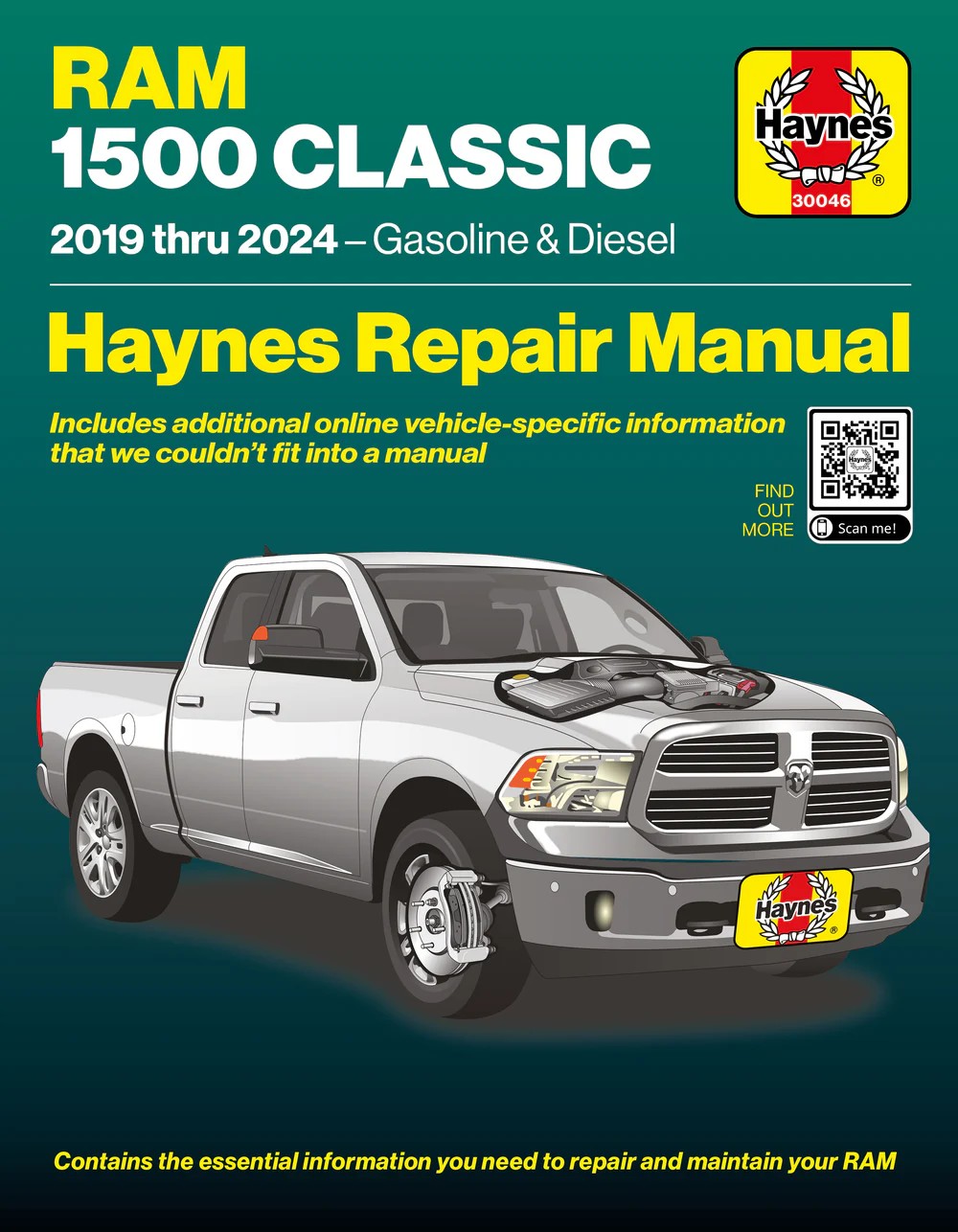 view cover of 2019-2024 Dodge Ram 1500 CLASSIC Pickup Truck Haynes Shop Service Repair Manual for all Gas & Diesel models