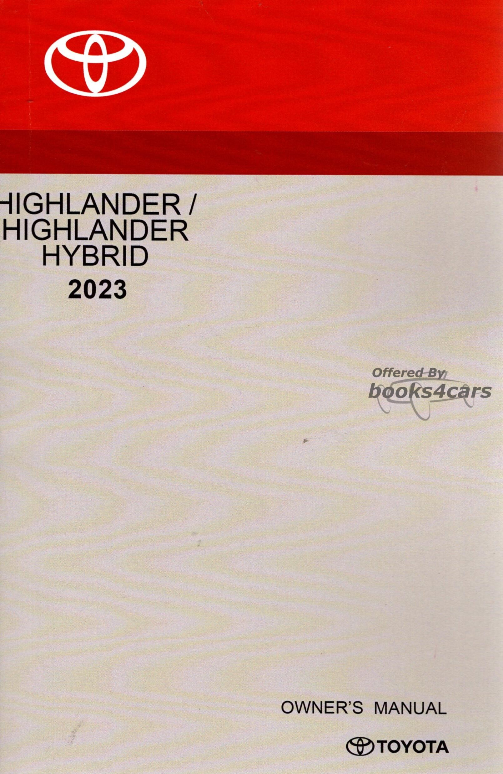 view cover of 2023 Highlander HYBRID Owners Manual by Toyota